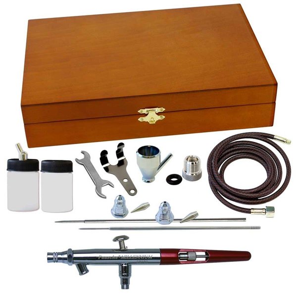 Paasche Airbrush Co Wood Box Set with Mil All Three Heads PA398337